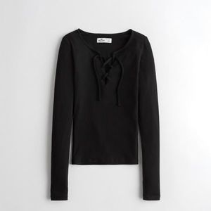 Hollister knit black tie up top